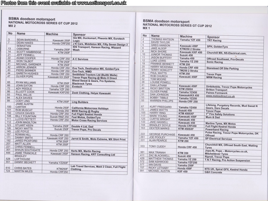 Event programme page